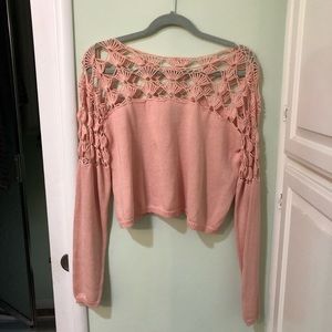 Nasty Gal Pink Sweater with Crochet Detail